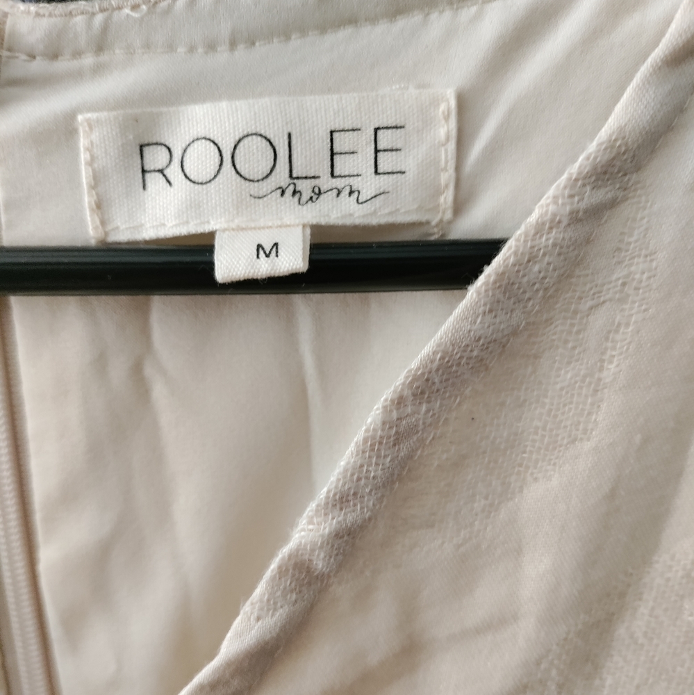 Roolee Mom Beige Linen nursing dress, fully lined